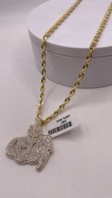 Load image into Gallery viewer, 1.69 CT. Natural Diamond Allah Pendent &amp; Rope Chain Combo In 10 KT Yellow Gold