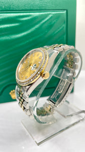 36mm Rolex Two-Tone DJ With Diamond Dial & Bezel