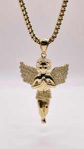 Angel Pendent In 10 KT Yellow Gold With CZ