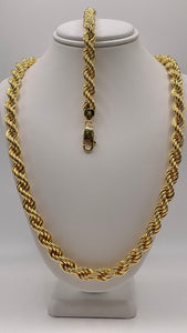 7.9mm Rope Chain & Bracelet Set In 10 KT Yellow Gold