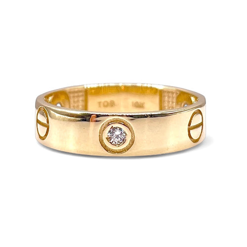 Love Ring In 10 KT Yellow Gold With CZ