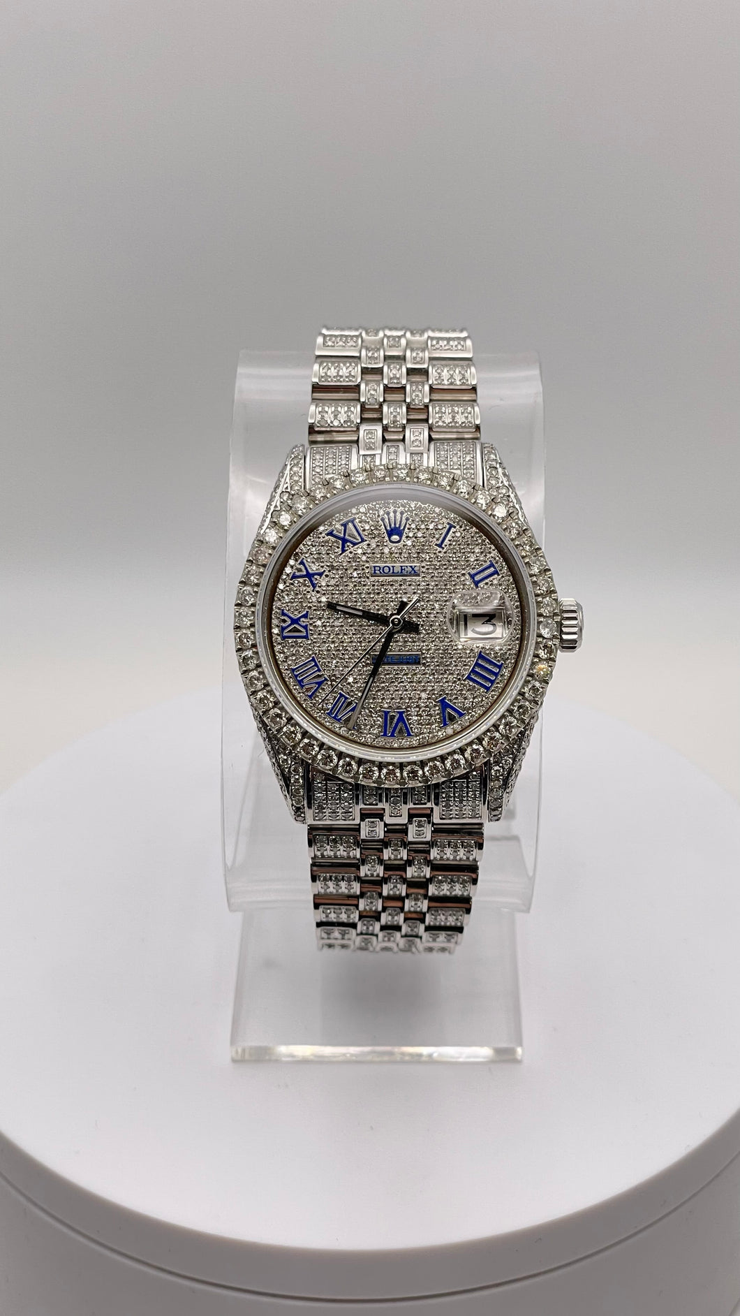 36mm DateJust Rolex 15 CT. Natural Diamonds With Roman Numeral Diamond Dial