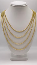 Load image into Gallery viewer, 2.9mm Moon Cut Rope Necklace In 10 KT Yellow Gold