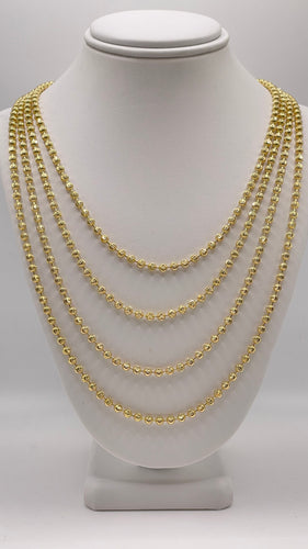 2.9mm Moon Cut Ball Necklace In 10 KT Yellow Gold