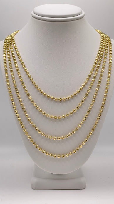 2.9mm Moon Cut Rope Necklace In 10 KT Yellow Gold