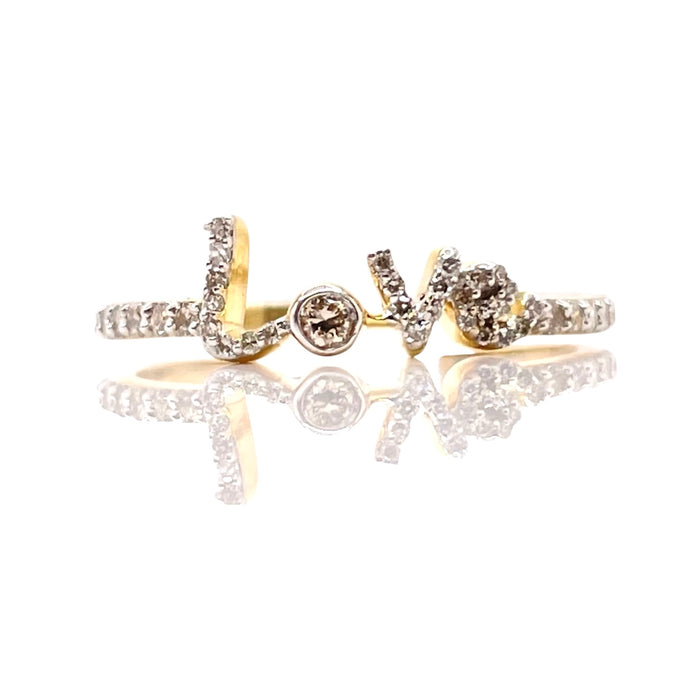 0.20 CT. Natural Diamond Love Ring In 10 KT Yellow Gold