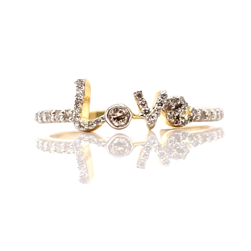 0.20 CT. Natural Diamond Love Ring In 10 KT Yellow Gold