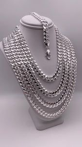 8mm Solid Miami Cuban Link Chain/Bracelet In Silver