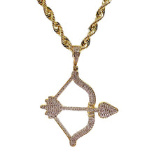 Load image into Gallery viewer, 0.78 CT. Natural Diamond Bow &amp; Arrow Pendant In 10 KT Yellow Gold