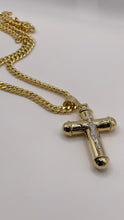 Load image into Gallery viewer, 3 Inch Cross Pendent In 14 KT Yellow &amp; White Gold