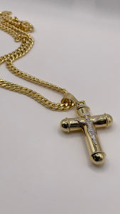 3 Inch Cross Pendent In 14 KT Yellow & White Gold