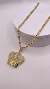 1.32 CT. Natural Diamond King Pendent & Rope Chain Combo In 10 KT Yellow Gold