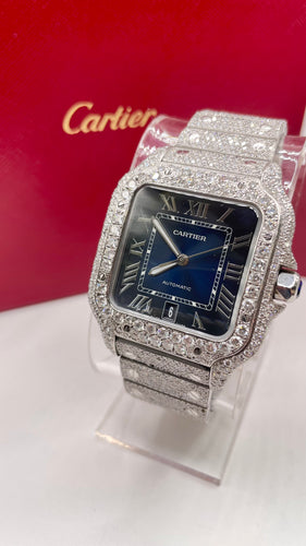 39.8mm Cartier Santos Large With Blue Roman Numeral Dial
