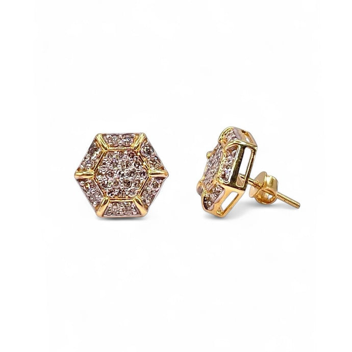 0.68 CT. Natural Diamond Men’s Stud Earrings In 10 KT Yellow Gold