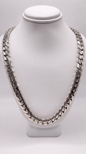 10mm Solid Miami Cuban Link Chain In 10 KT White Gold
