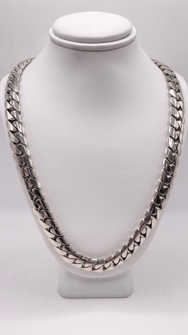 10mm Solid Miami Cuban Link Chain In 10 KT White Gold