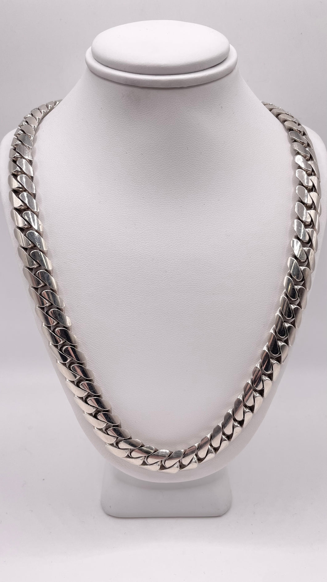 10mm Solid Miami Cuban Link Chain In 10 KT White Gold