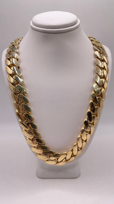 16mm Solid Miami Cuban Link Chain In 10 KT Yellow Gold