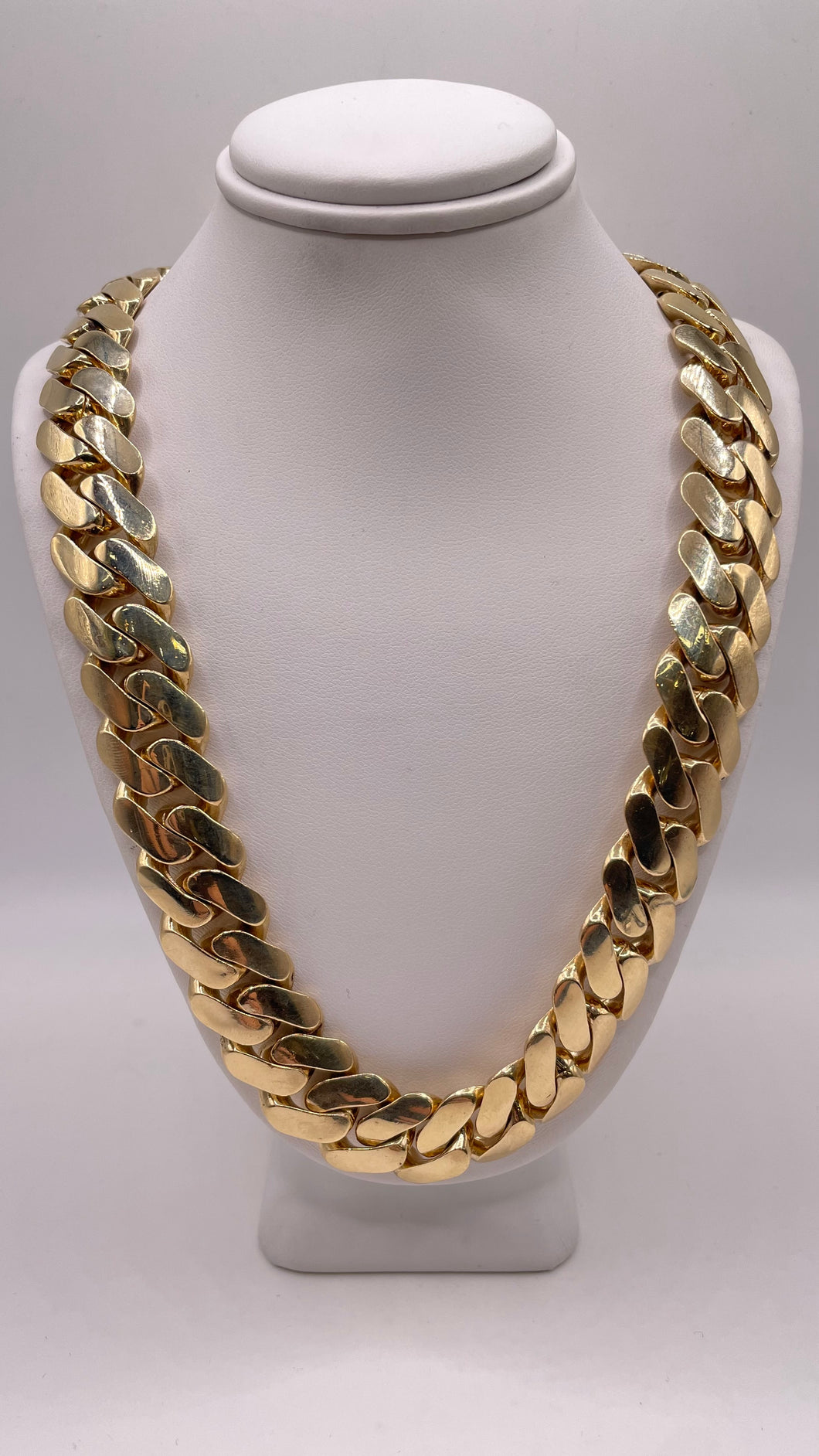 16mm Solid Miami Cuban Link Chain In 10 KT Yellow Gold