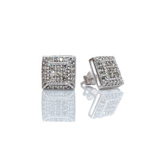 Load image into Gallery viewer, 0.60 CT. Natural Diamond Square Shape Stud Earrings In 10 KT White Gold