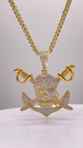 0.68 CT. Natural Diamond Skull Pendant In 10 KT Yellow Gold