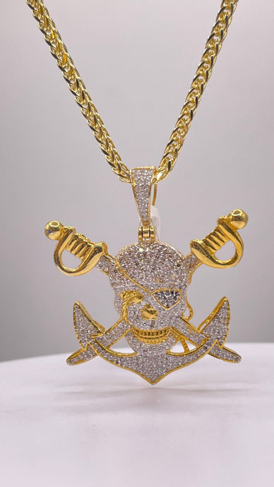 0.68 CT. Natural Diamond Skull Pendant In 10 KT Yellow Gold