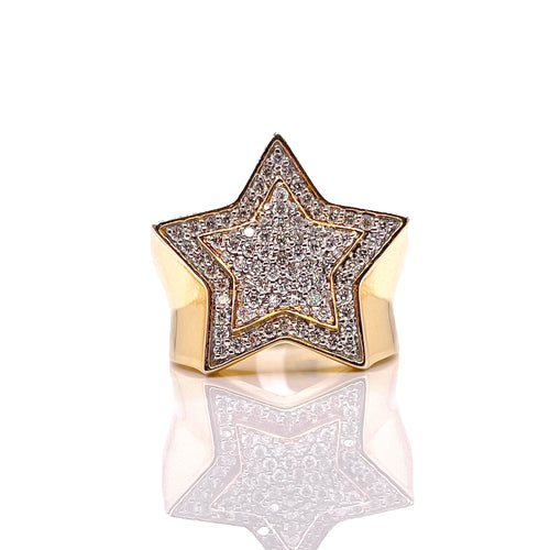 0.94 CT. Natural Diamond Star Ring In 10 KT Yellow Gold