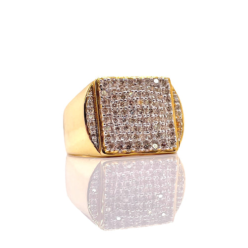 1.02 CT. Natural Diamond Men’s Square Ring In 10 KT Yellow Gold