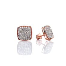 Load image into Gallery viewer, 0.24 CT. Natural Diamond Square Shape Stud Earrings In 10 KT Rose Gold