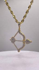 0.78 CT. Natural Diamond Bow & Arrow Pendant In 10 KT Yellow Gold