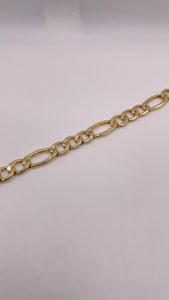 9.4mm Mens Figaro Bracelet In 10 KT Yellow Gold