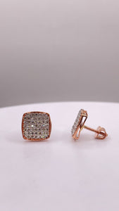 0.30 CT. Natural Diamond Square Shape Stud Earrings In 10 KT Rose Gold