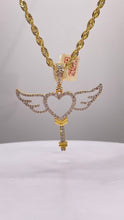 Load image into Gallery viewer, 0.46 CT. Natural Diamond Angel Heart Key Pendent In 10 KT Yellow Gold