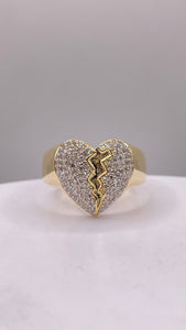 0.52 CT. Natural Diamond Broken Heart Ring In 10 KT Yellow Gold