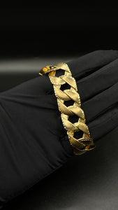 17mm Solid Diamond Cut Men’s Bracelet In 10 KT Yellow Gold