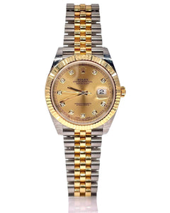 41mm Two-Tone DateJust Rolex Men’s Watch With Champagne Diamond Dial