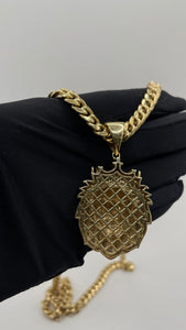 Natural Diamond Lion Pendent In 10 KT Yellow Gold