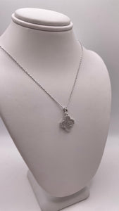 Silver Clover Pendent & Chain With CZ