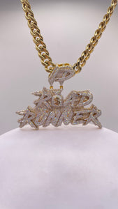 6.30 CT. Natural Diamond Road Runner Pendent & Cuban Chain Combo In 10 KT Yellow Gold