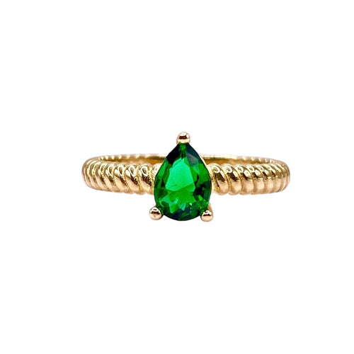 Pear Shape Women’s Ring In 10 KT Yellow Gold With CZ