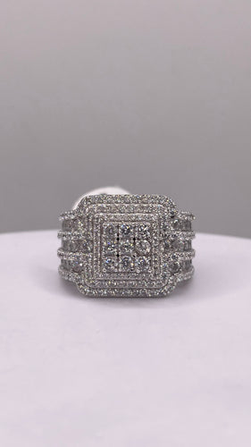 Silver Men’s Square Ring With CZ