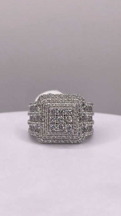 Silver Men’s Square Ring With CZ