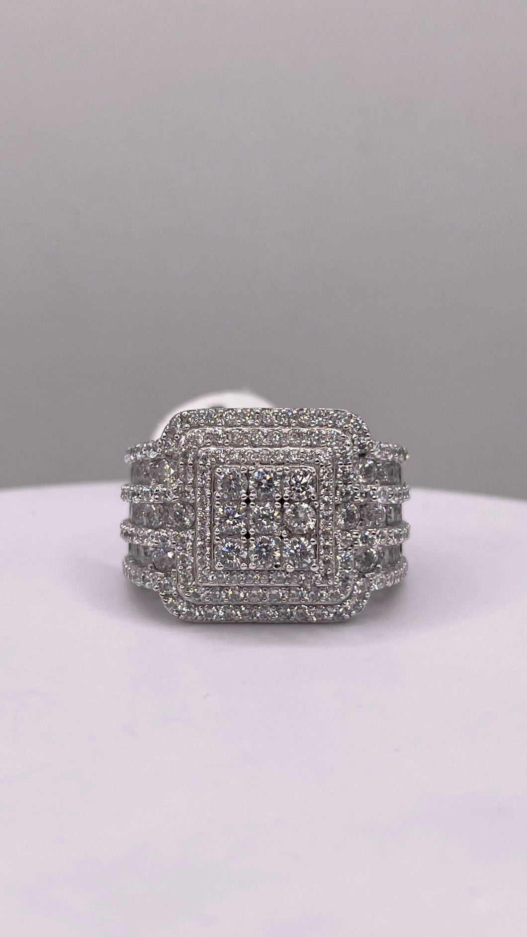 Silver Men’s Square Ring With CZ