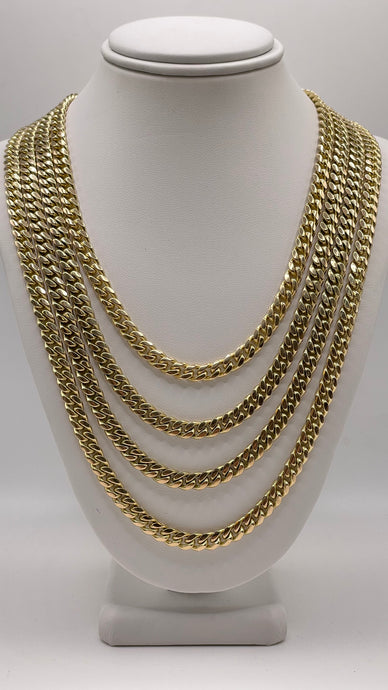 5.2mm Solid Miami Cuban Link Chain In 10 KT Yellow Gold