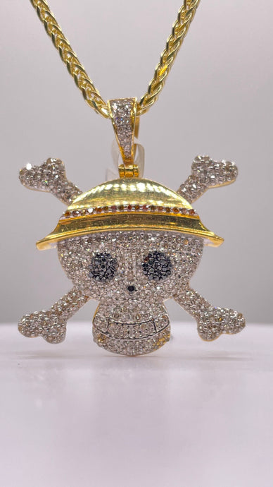 1.28 CT. Natural Diamond Skull Pendant In 10 KT Yellow Gold
