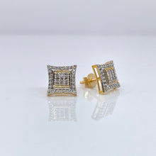 Load image into Gallery viewer, 0.32 CT. Natural Diamond Square Shape Stud Earrings In 10 KT Yellow Gold