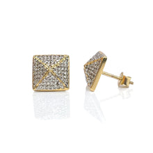 Load image into Gallery viewer, 0.92 CT. Natural Diamond Pyramid Shape Stud Earrings In 10 Kt Yellow Gold