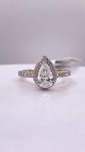 1.48 CT. Lab Grown Diamond Pear Shape Engagement Ring In 10 KT Yellow Gold
