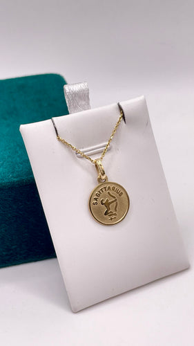 Dainty Sagittarius Pendant & Link Chain In 10 KT Yellow Gold