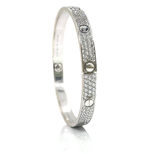 3.50 CT. Natural Diamond 18 KT White Gold Love Bangle
